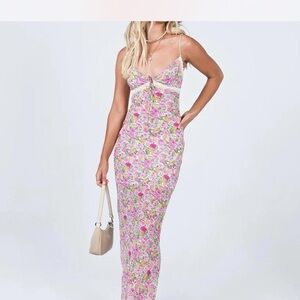Princess Polly Pink and Green Floral Maxi Dress